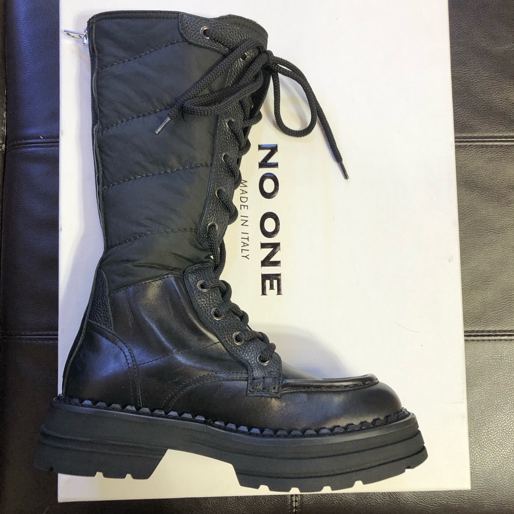 NO ONE 🔥 WOMEN BLACK SOFT LEATHER &FABRIC WINTER BOOTS 👢